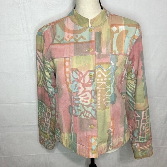 Orvis Sz S Funky Pastels Cotton Short Jacket Blazer - Picture 1 of 7